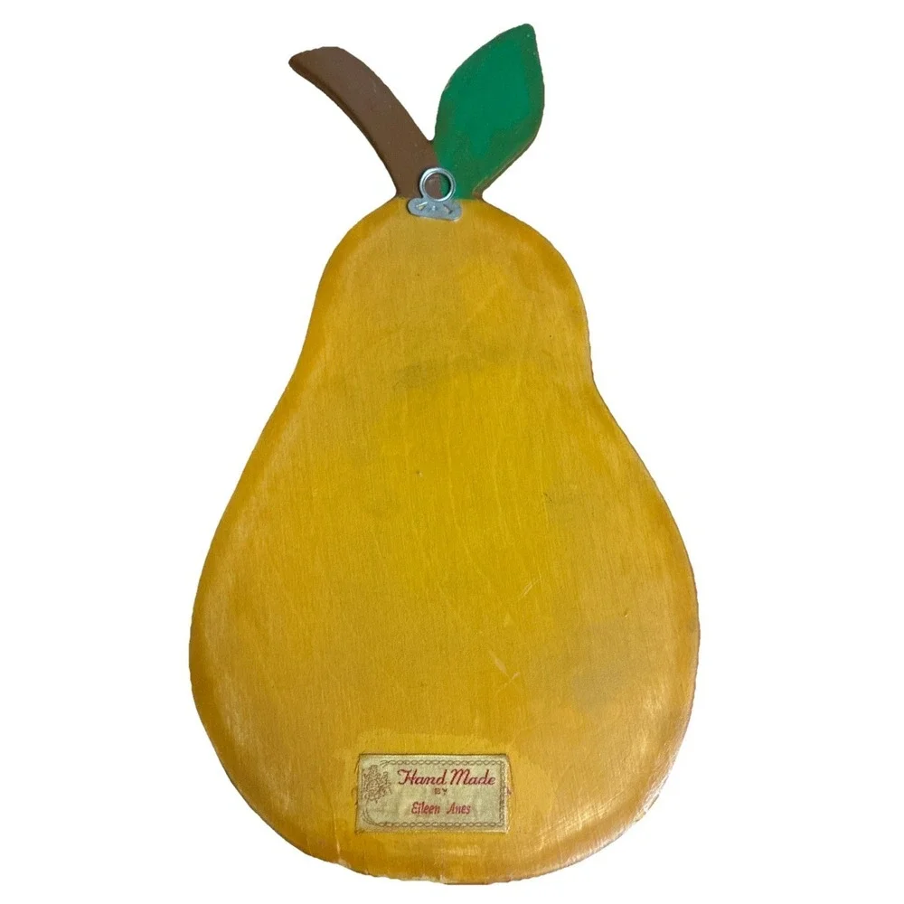 Vintage Pear Art Hanging Wood Resin Serenity Prayer‎ Handmade Eileen Anes *flaw